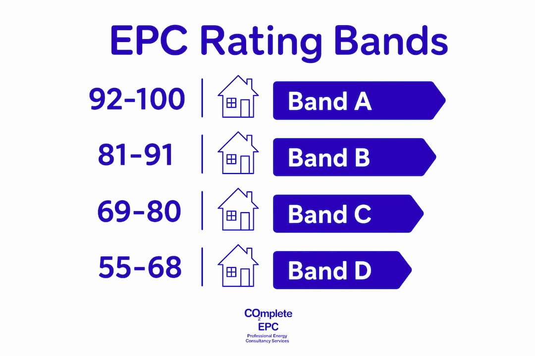 Infographic comparing EPC rating bands A to D