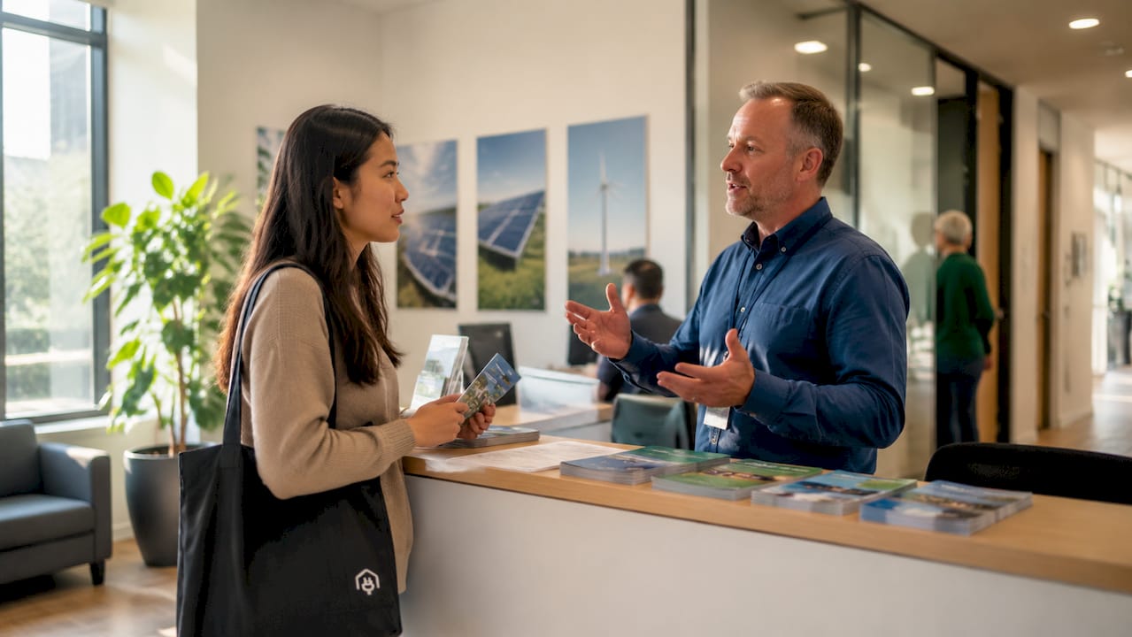 Citizens at UK government office inquiring about energy grants