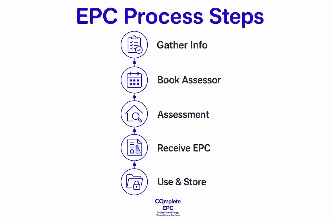 Infographic showing step-by-step EPC process in London