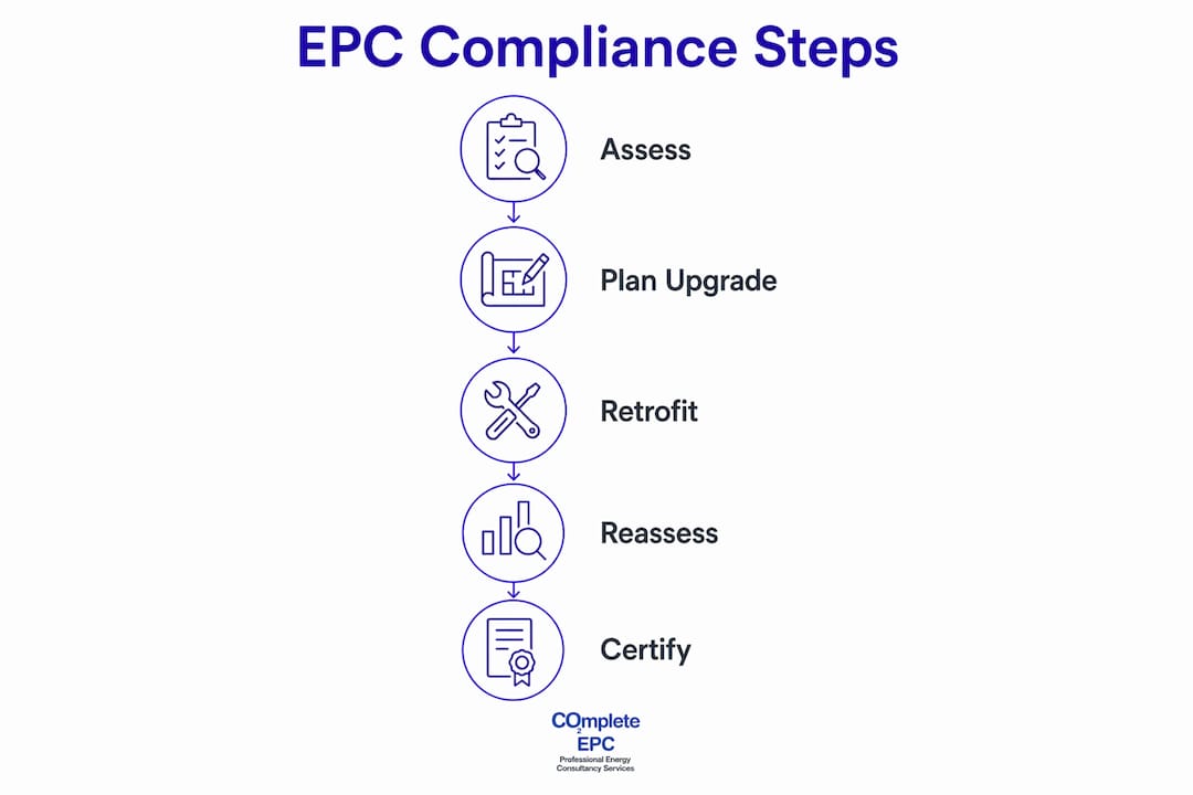 Infographic showing EPC compliance process in five steps