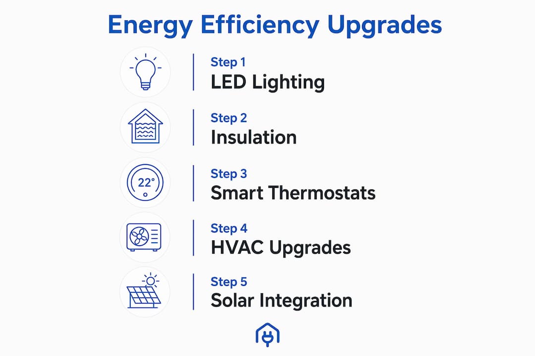 Infographic showing steps to improve building energy efficiency