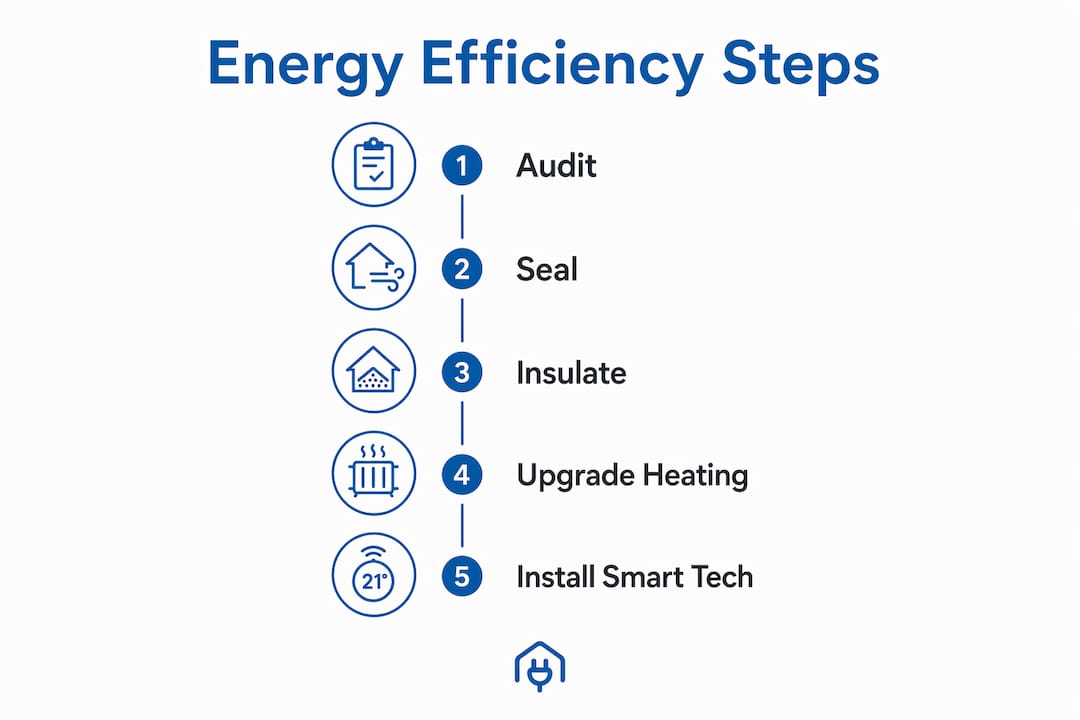 Infographic showing energy efficiency upgrade steps