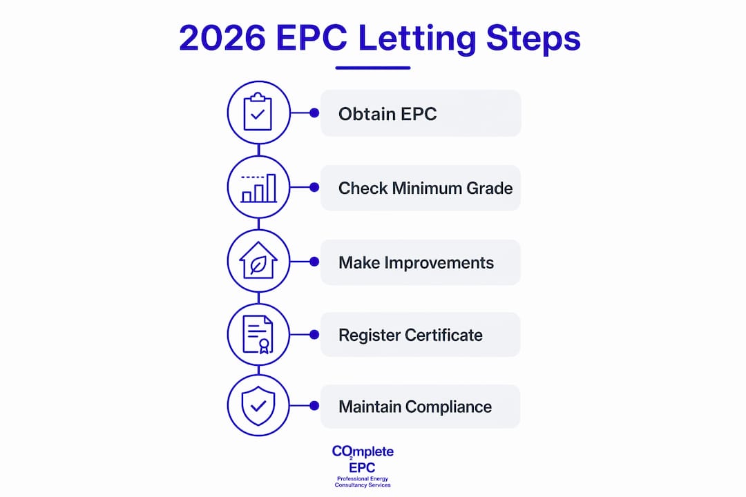 Infographic illustrating steps to meet 2026 EPC letting requirements