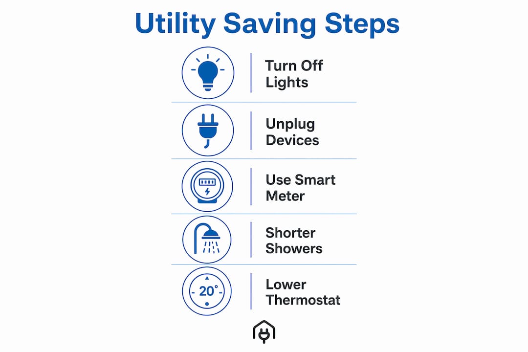 Infographic showing daily steps to save utility costs