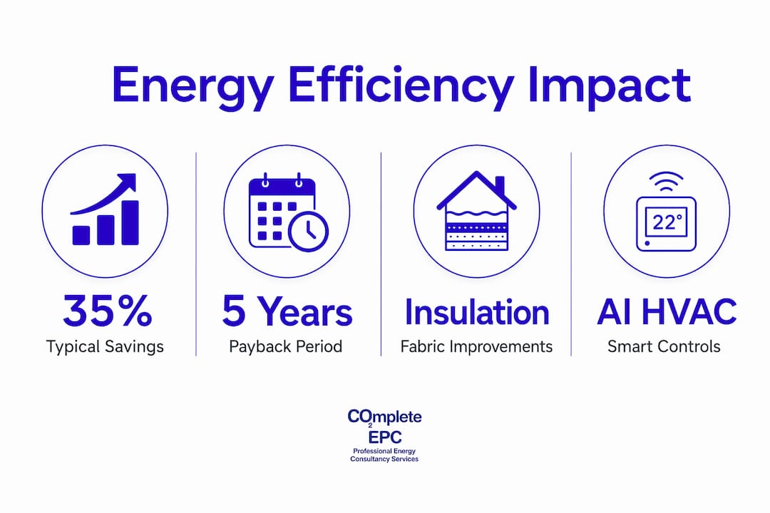 Infographic comparing energy efficiency savings and costs