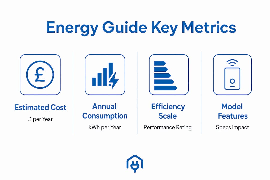 Infographic illustrating key energy guide metrics