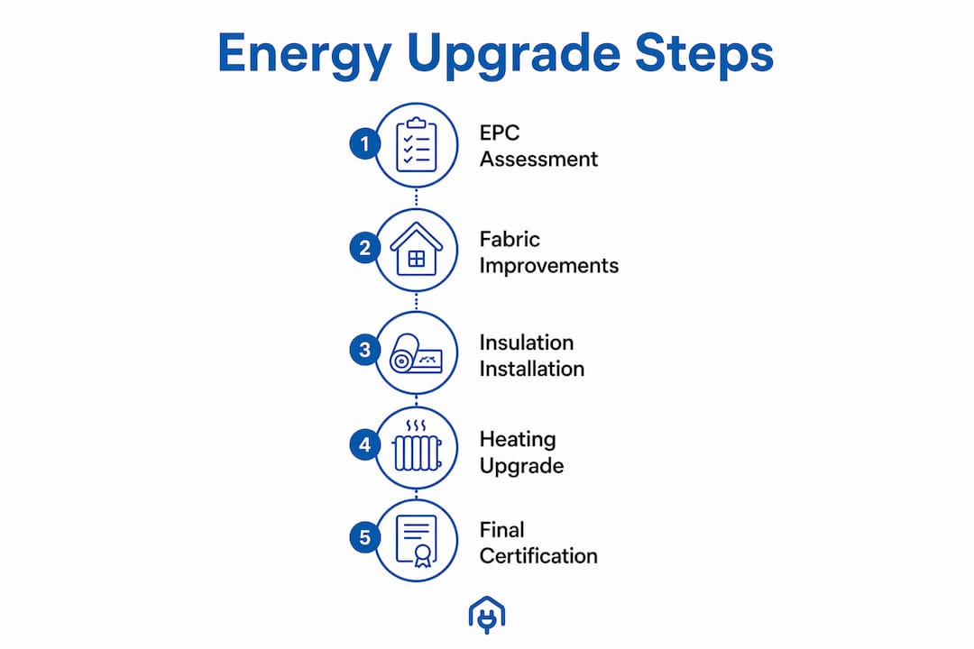 Infographic outlining Victorian home energy upgrade steps