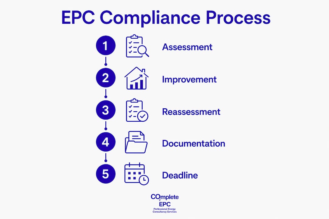 Infographic illustrating EPC compliance steps