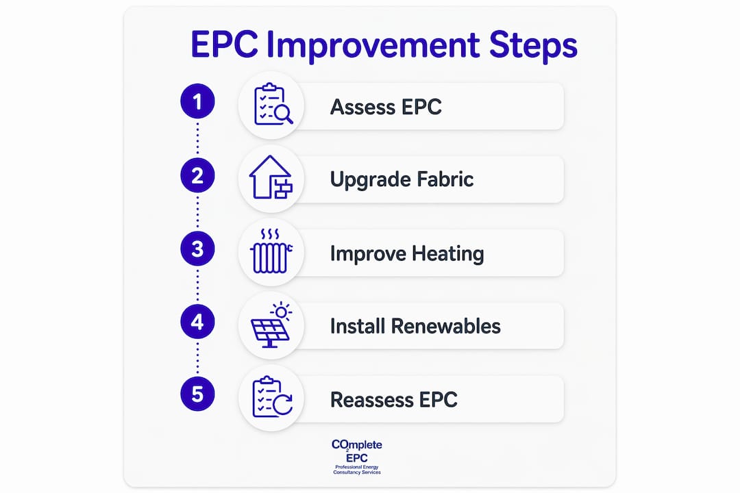 Infographic outlining steps to improve EPC rating