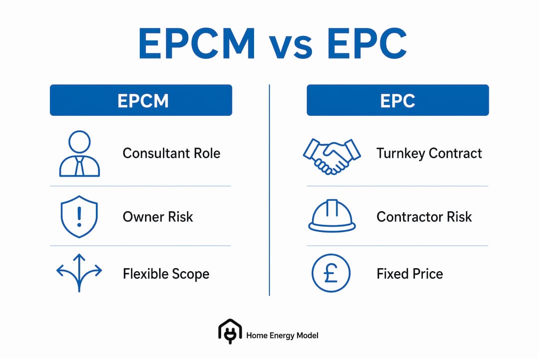 Infographic comparing EPCM and EPC risk responsibilities