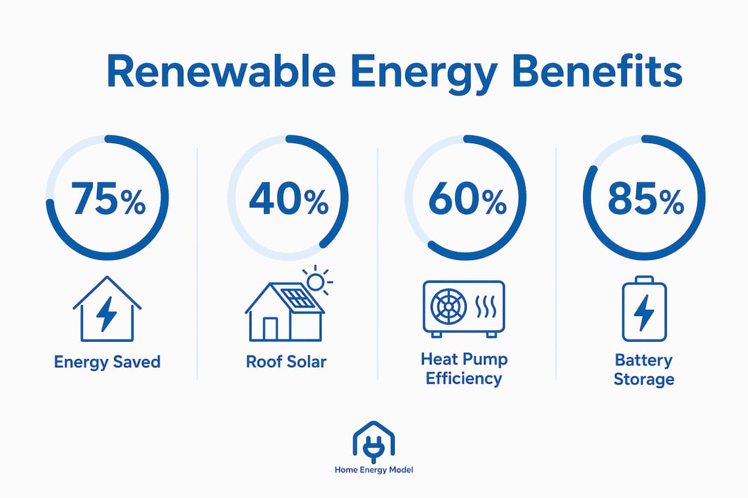 Infographic showing renewable energy statistics for eco-friendly houses