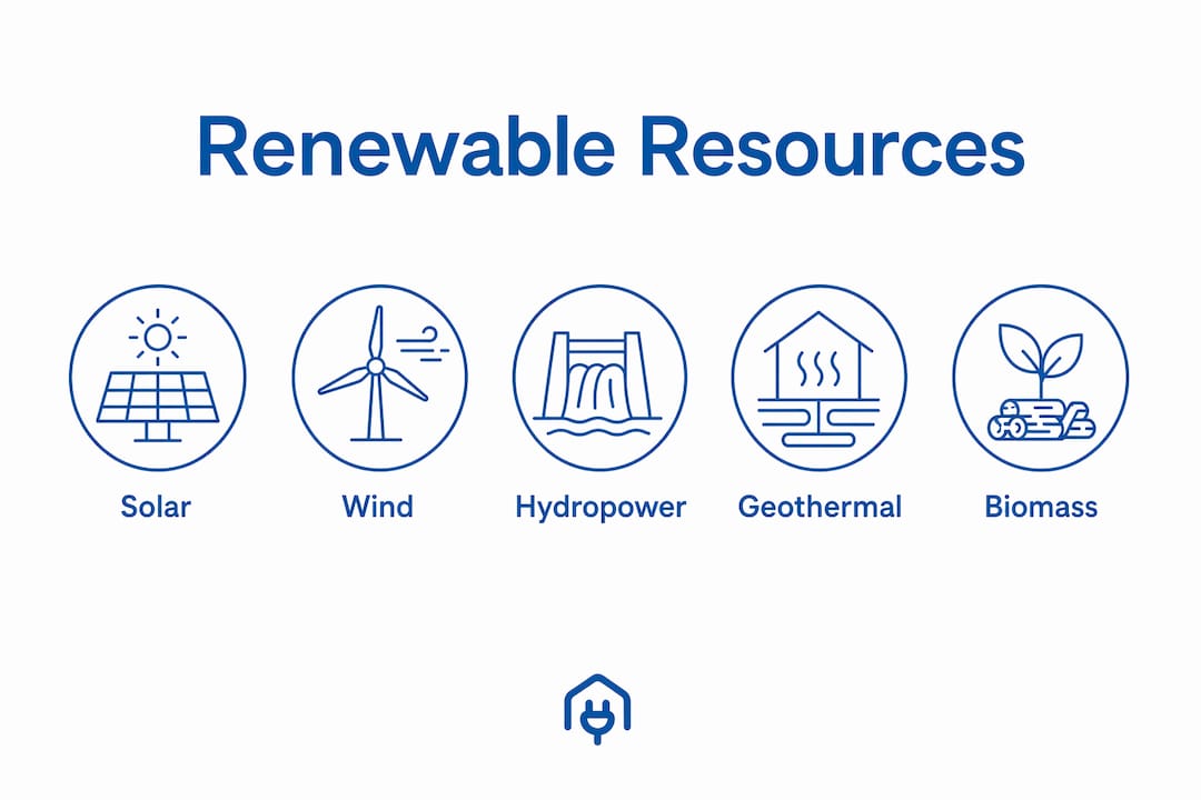 Infographic showing hierarchy of UK renewable resource types