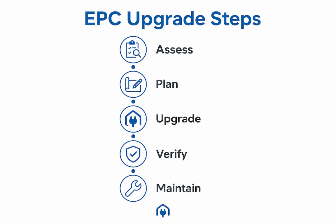 Infographic showing EPC upgrade steps for landlords