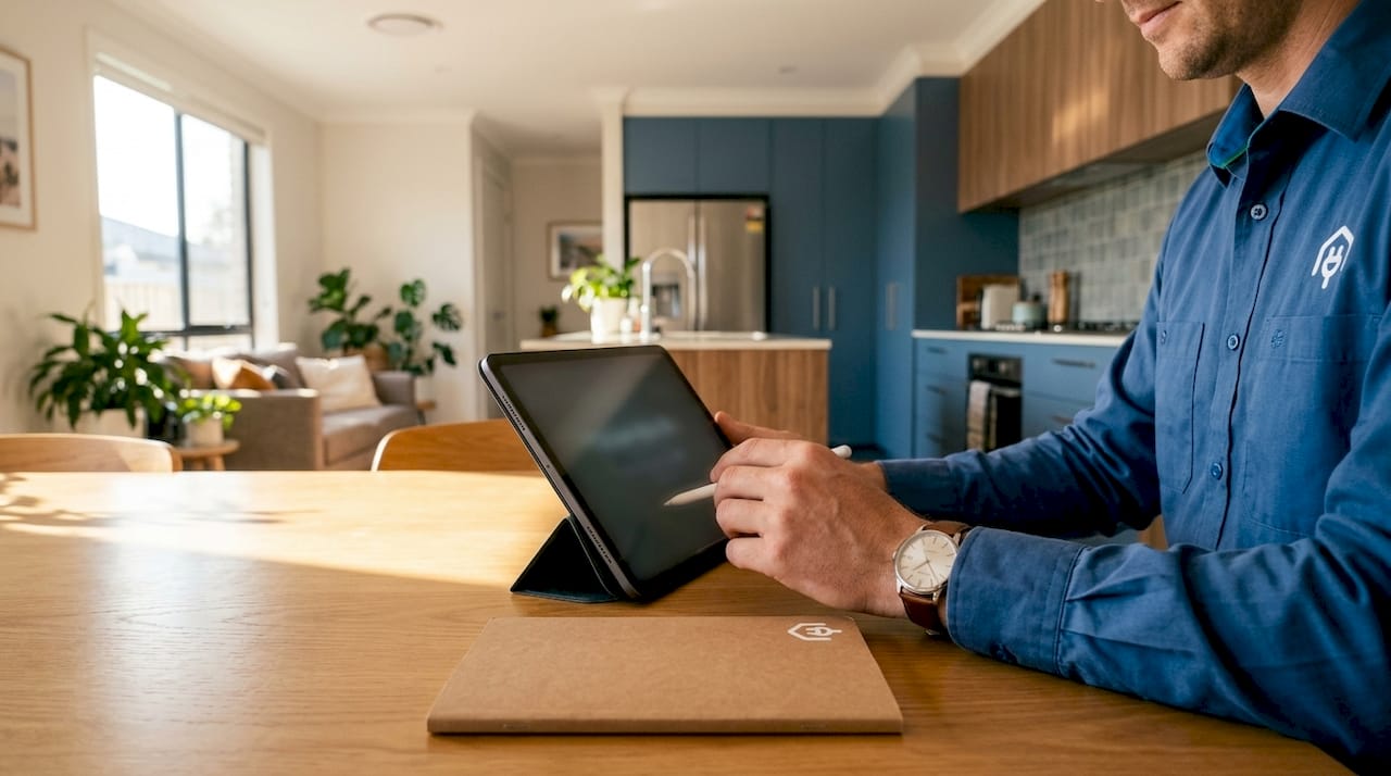 Energy assessor using tablet for SAP scoring