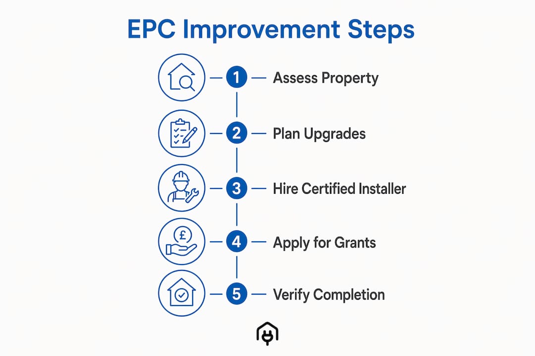 Infographic detailing EPC improvement steps