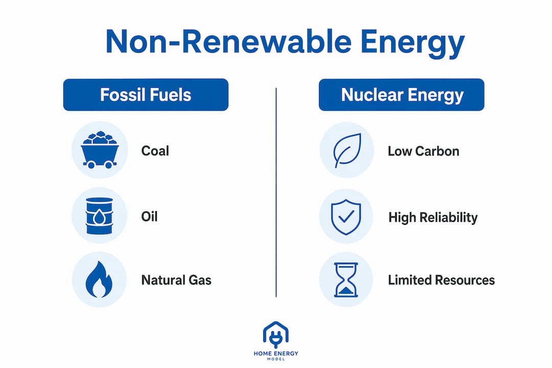 Infographic comparing fossil fuels and nuclear energy