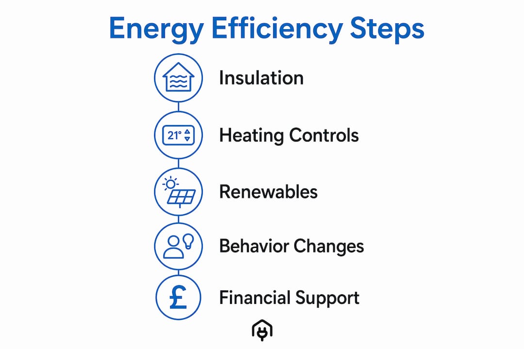 Infographic outlining energy efficiency improvement steps