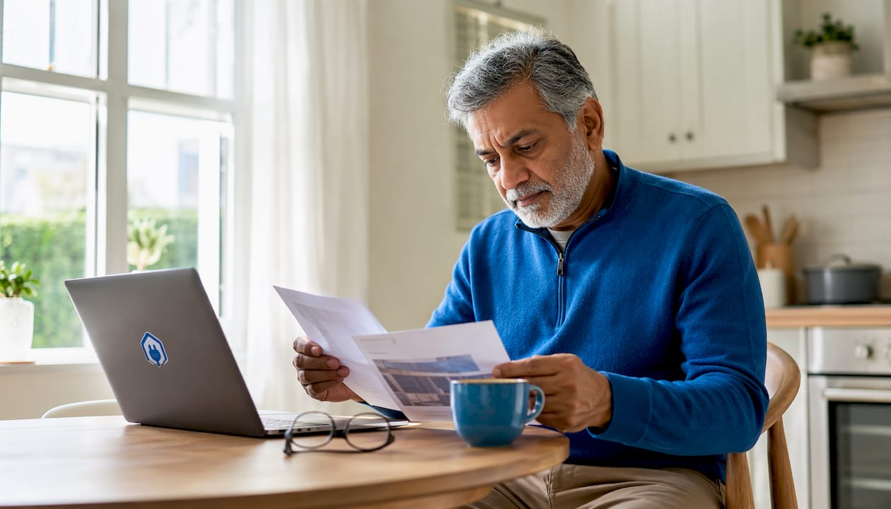 Man reviewing solar panel tax credit eligibility