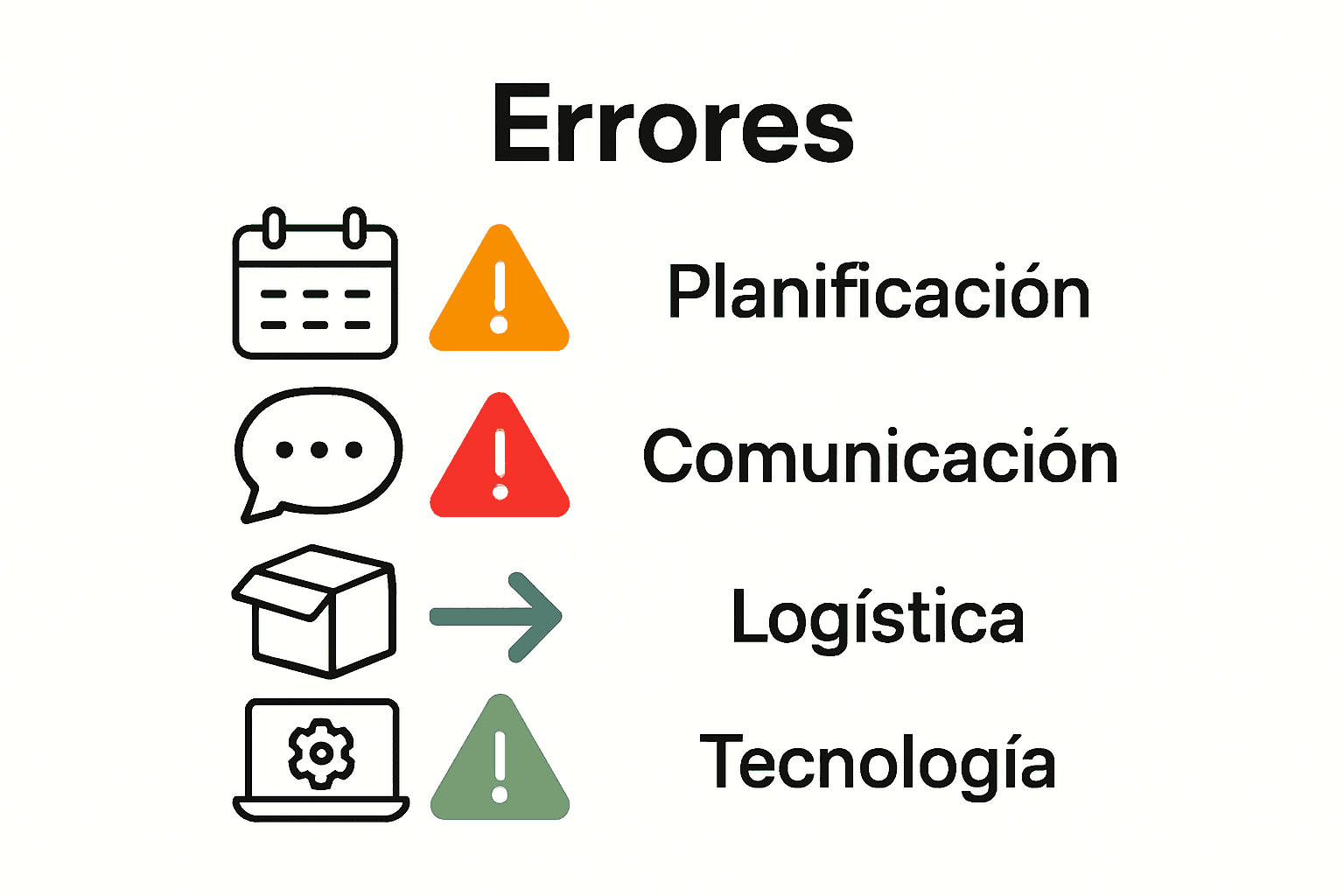 Infografía de errores comunes en viajes MICE con iconos visuales