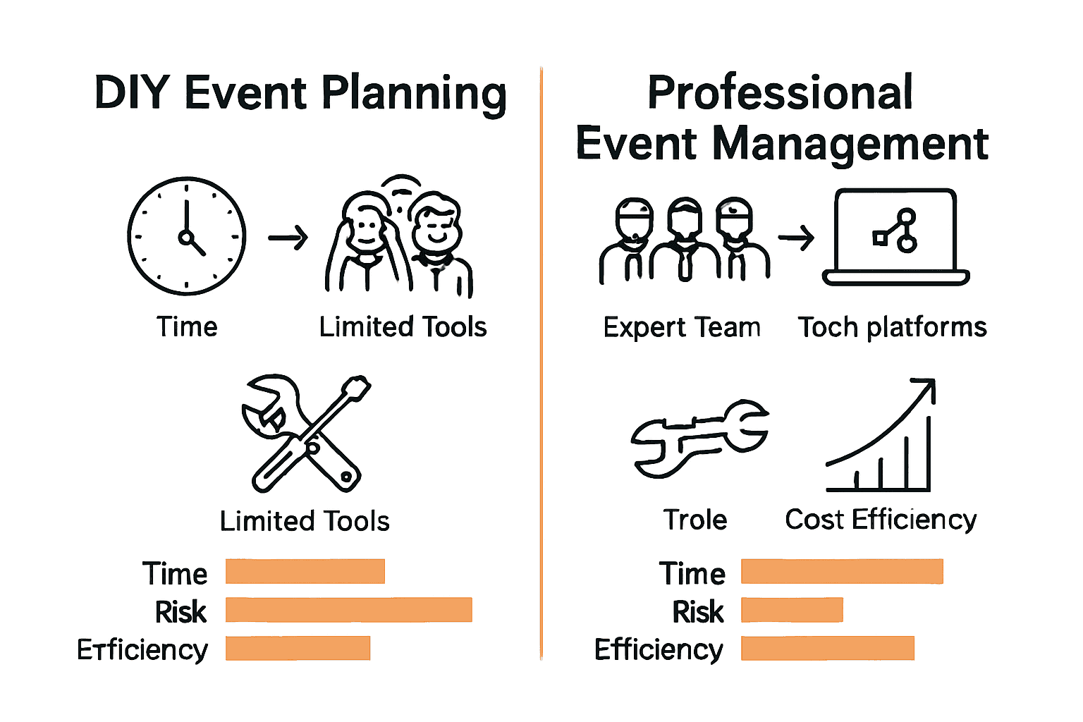 Infographic comparing DIY and professional event management benefits.