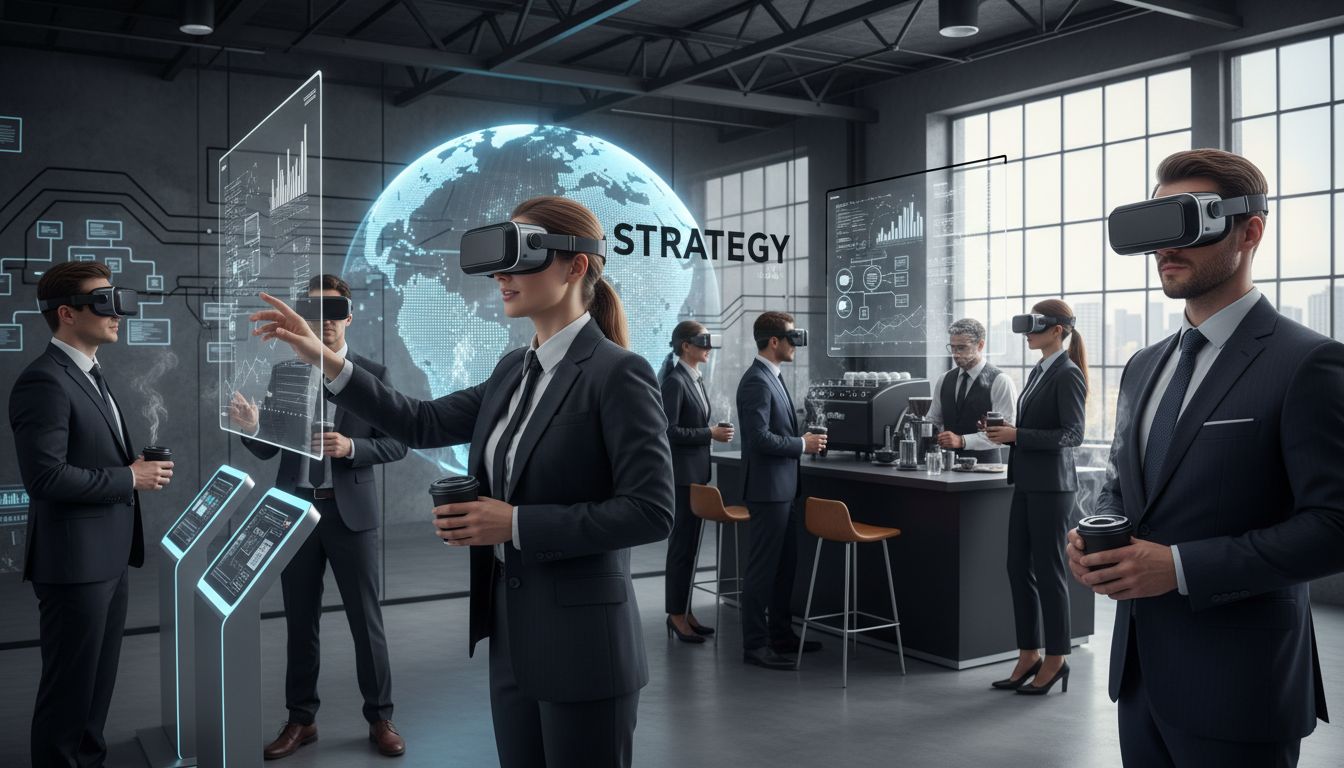 Corporate professionals using AR and VR technology