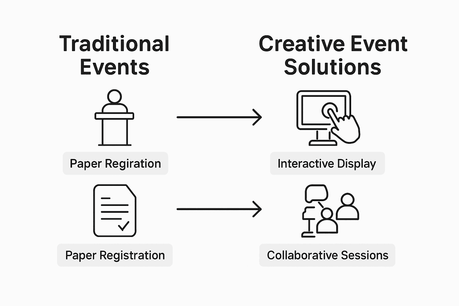 Infographic comparing traditional and creative events