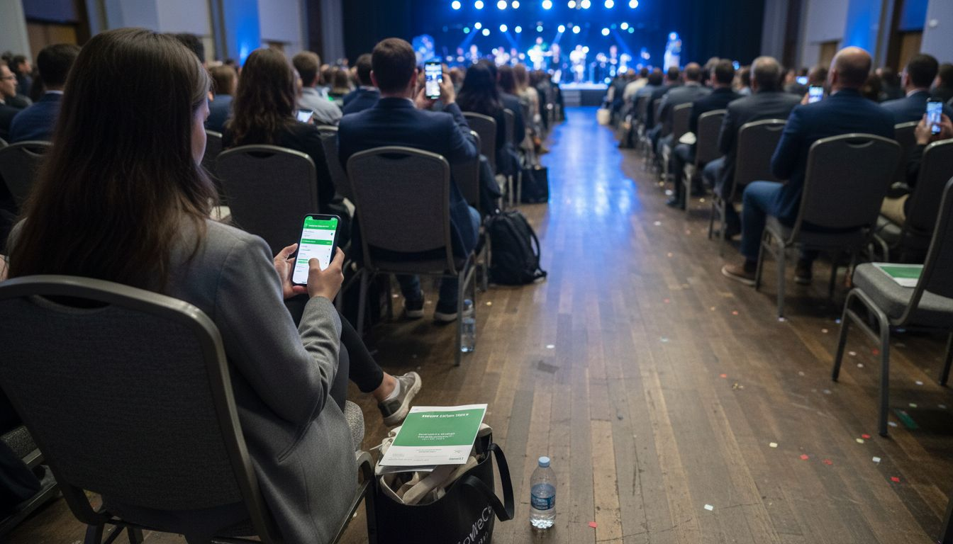 Attendee using event app during conference