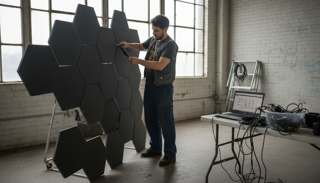 Technician setting up virtual event environment