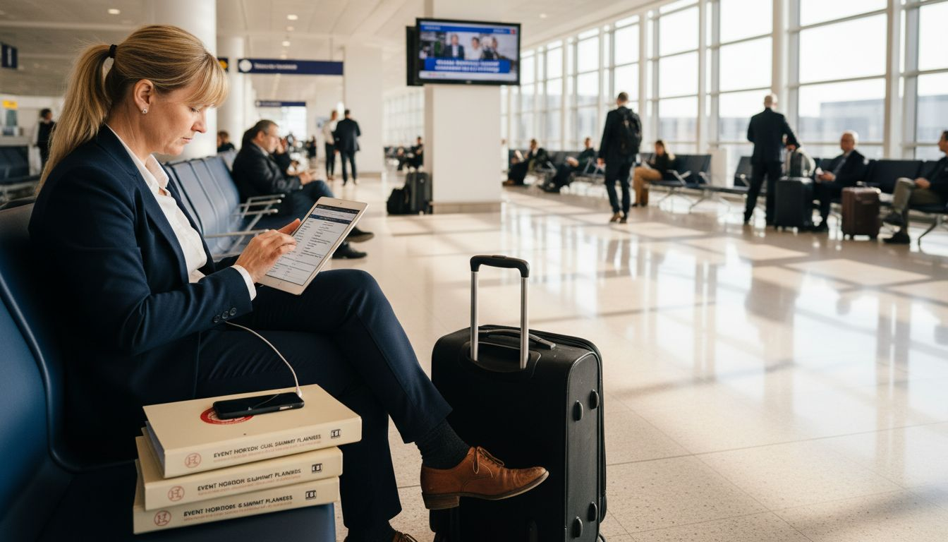 Manager planning international event at airport