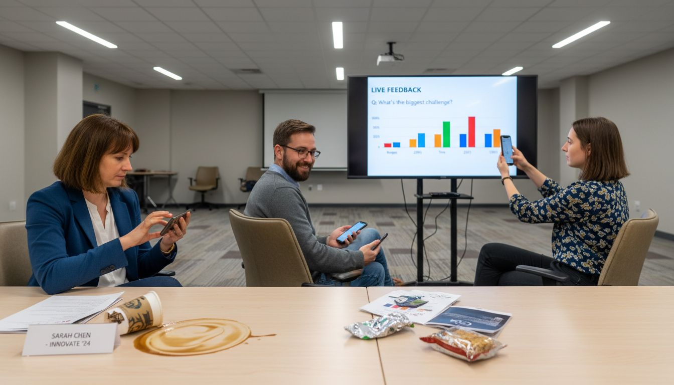 Attendees using live poll technology