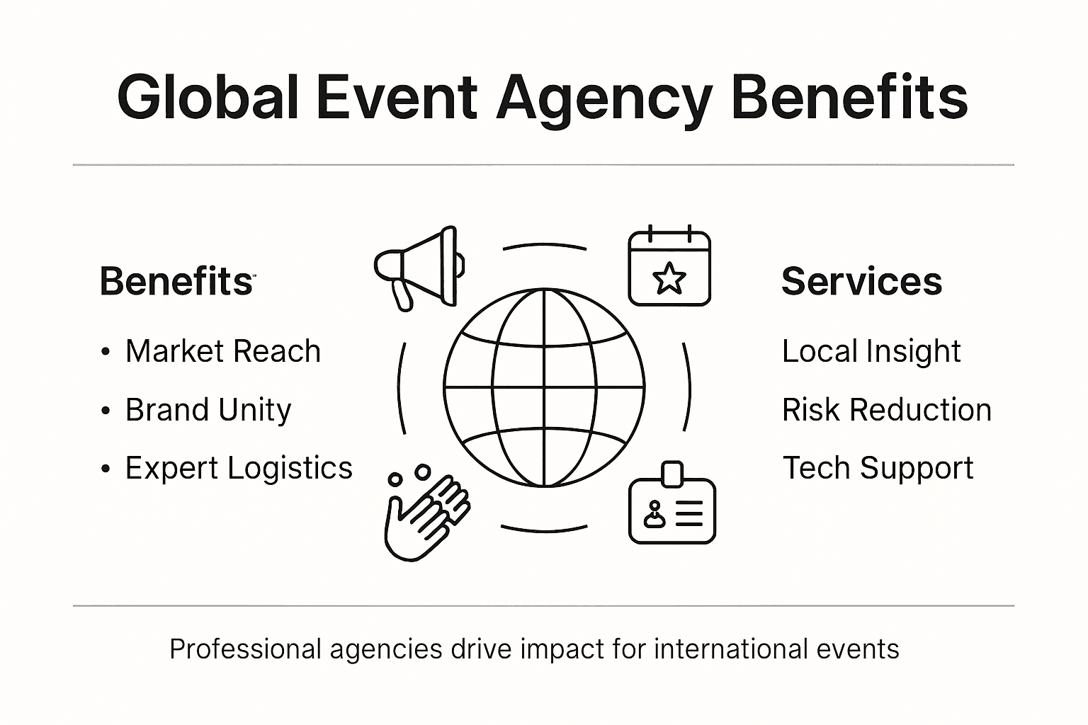 Infographic showing global event agency benefits