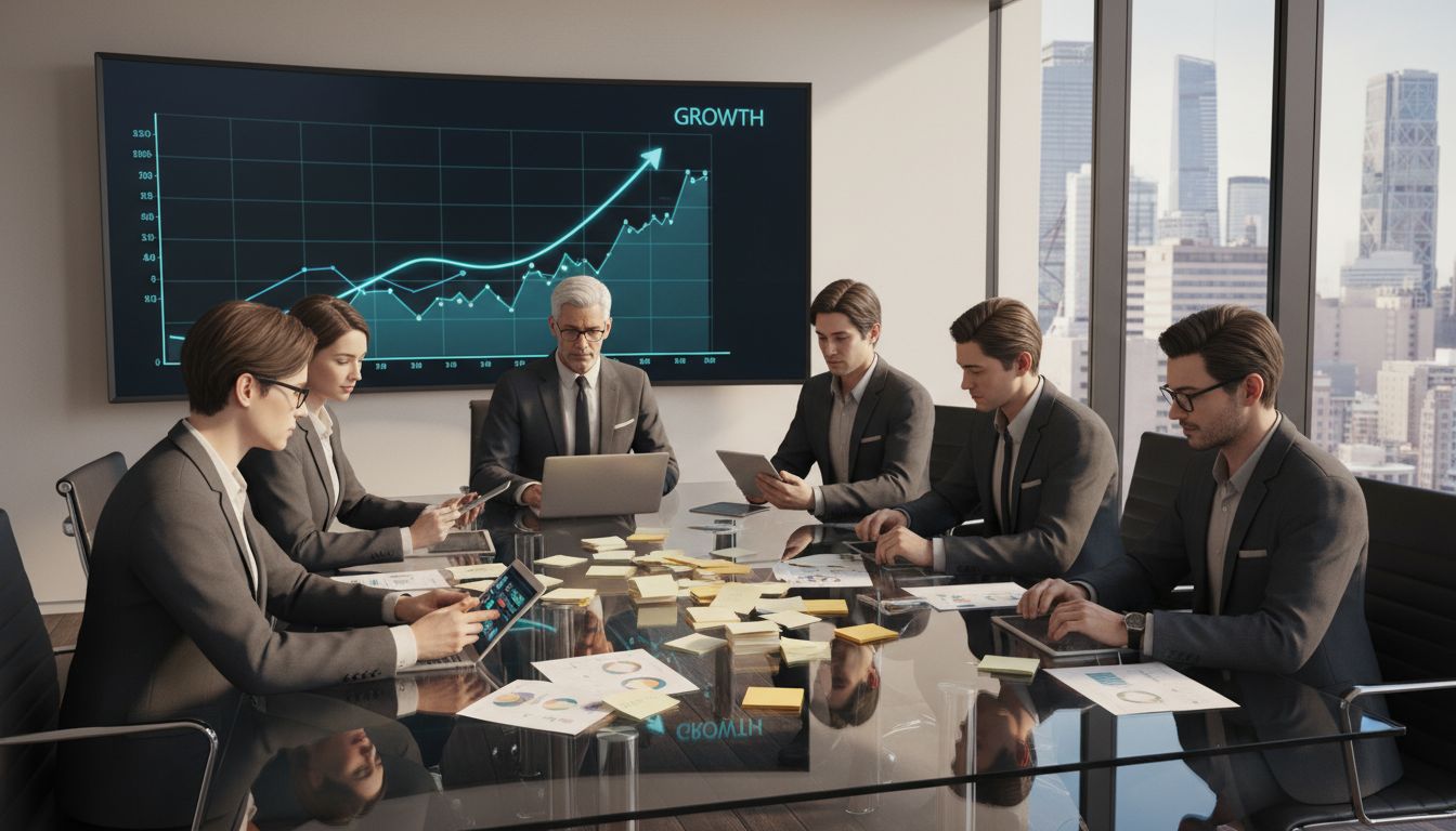 Business team planning in modern boardroom