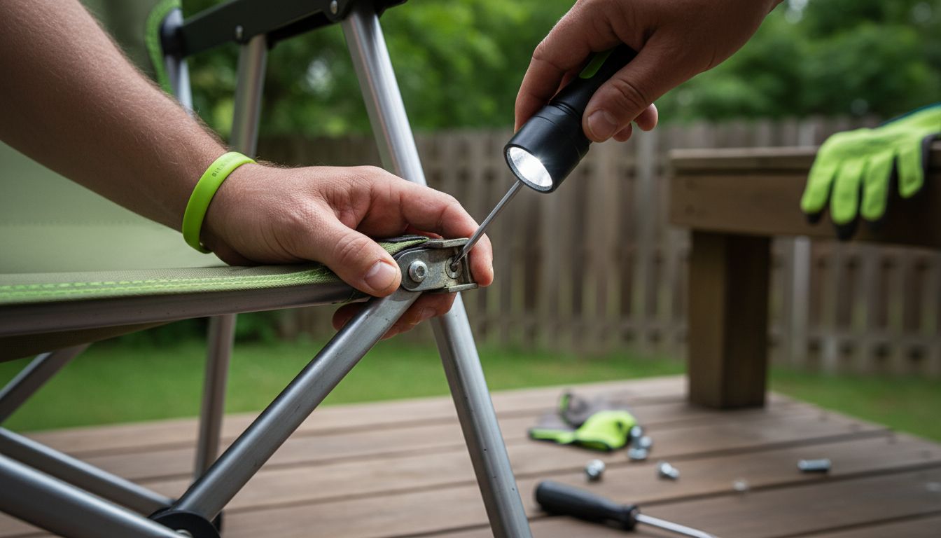 inspecting chair hinge damage