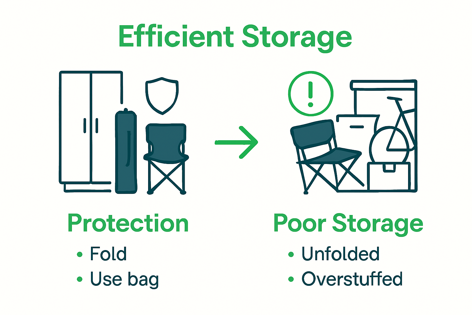 Comparison of efficient vs poor seating storage infographic