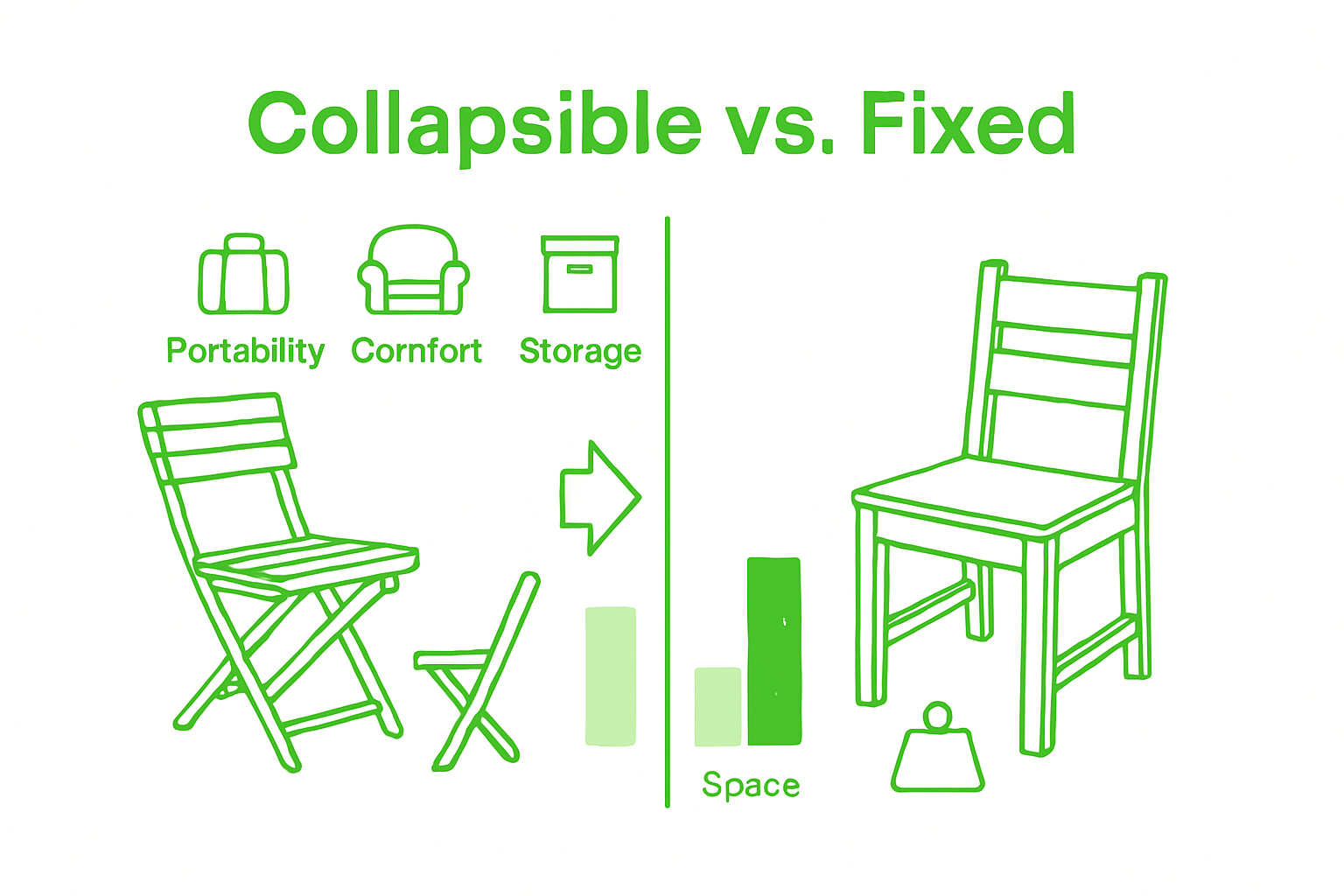 Comparison of collapsible and fixed outdoor furniture