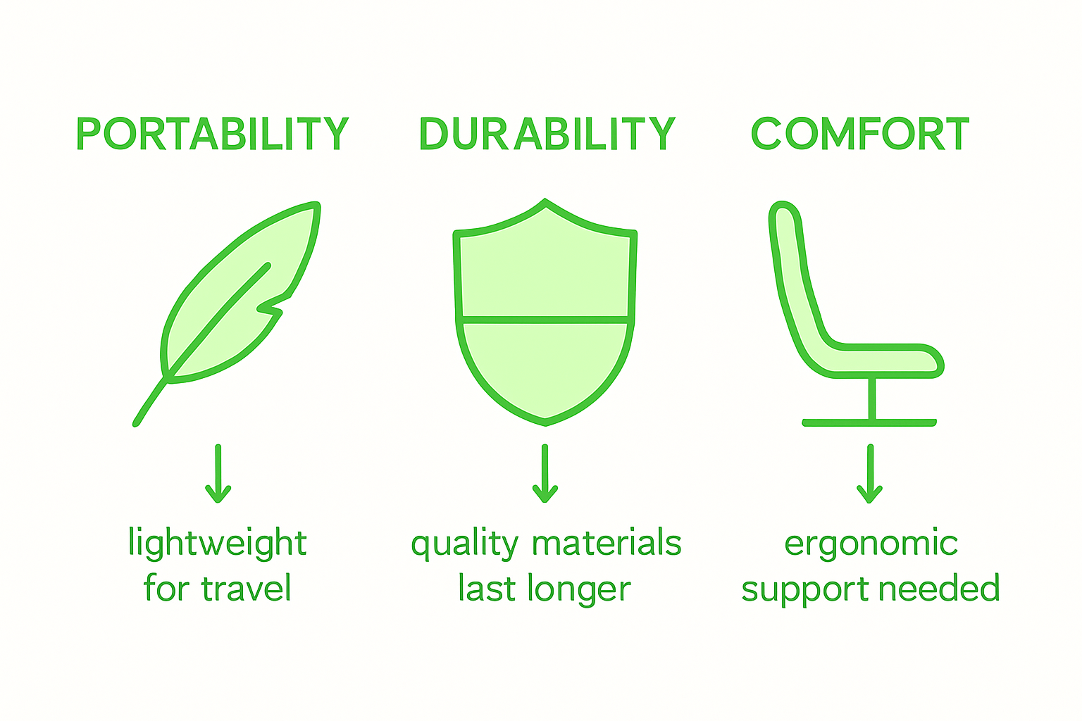 Infographic with tips for choosing packable chairs