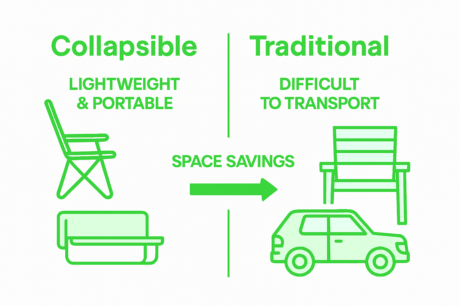 Collapsible versus traditional furniture infographic