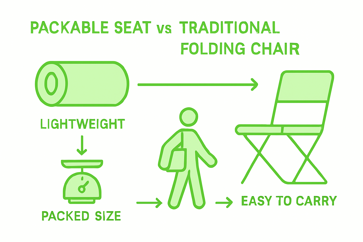 Infographic comparing packable and folding chairs