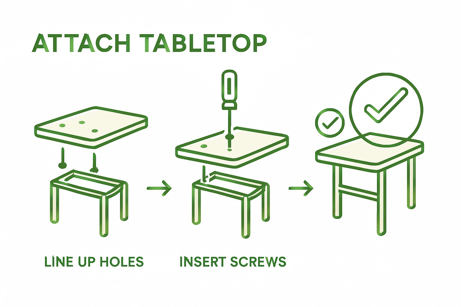 Attaching and locking table top infographic