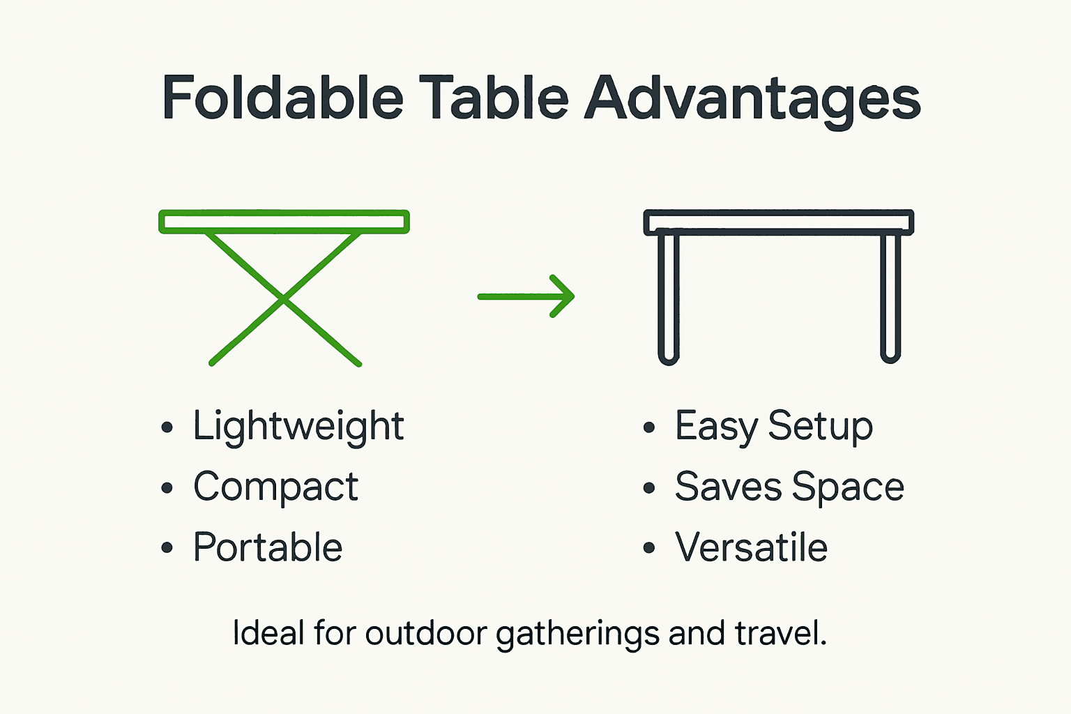 Infographic highlighting foldable table benefits