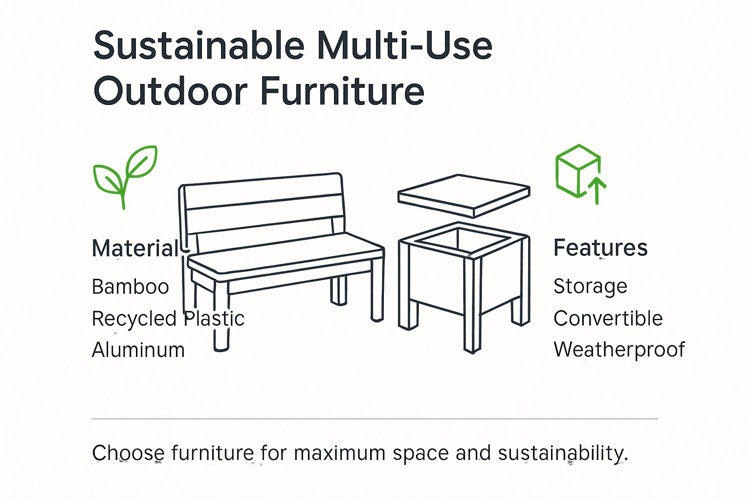 Infographic about sustainable outdoor furniture features