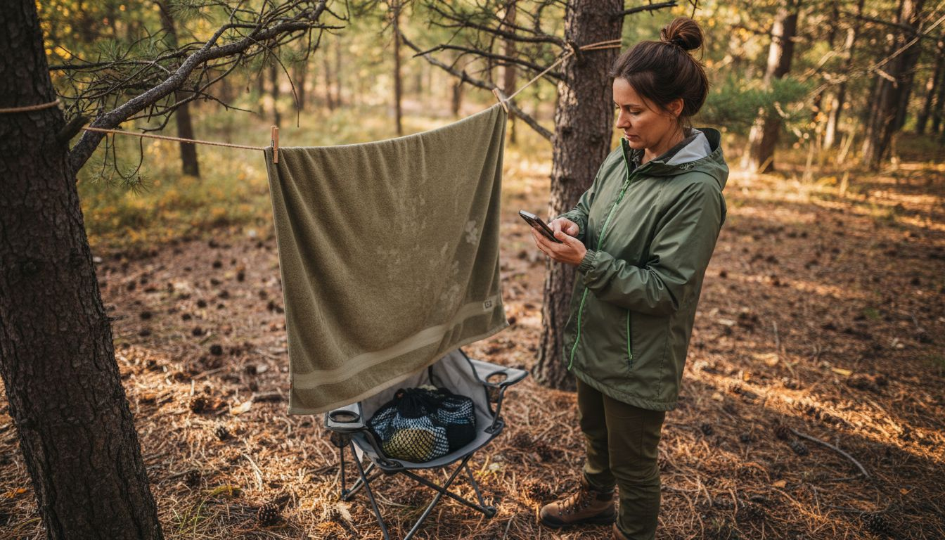 Eco-friendly towel reused at campsite