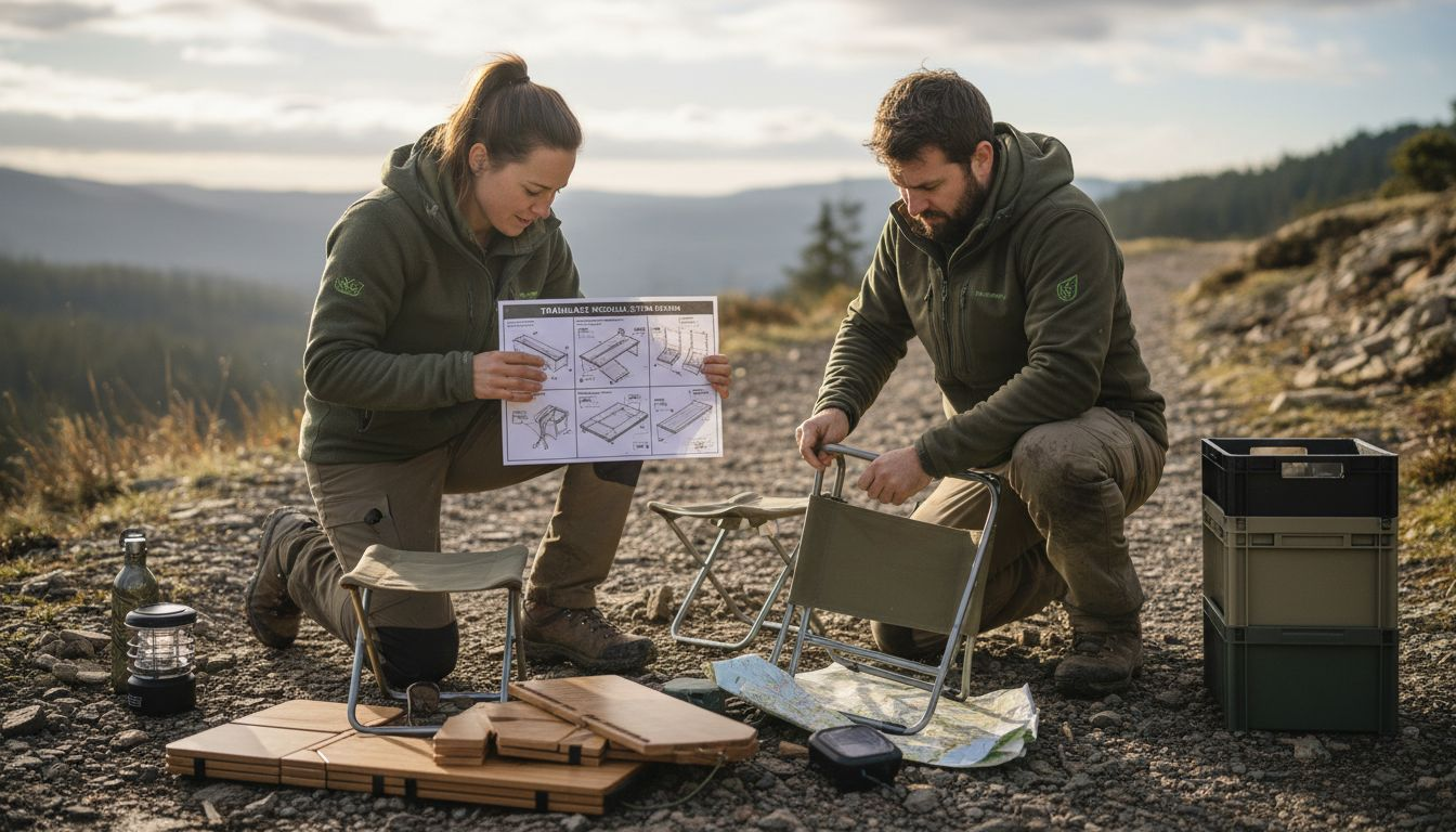 Campers handling different modular furniture types