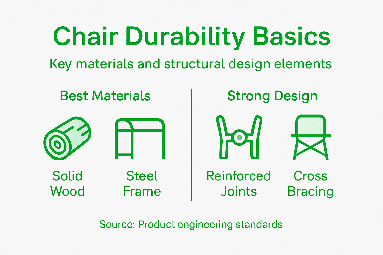 Infographic showing chair material and design keys