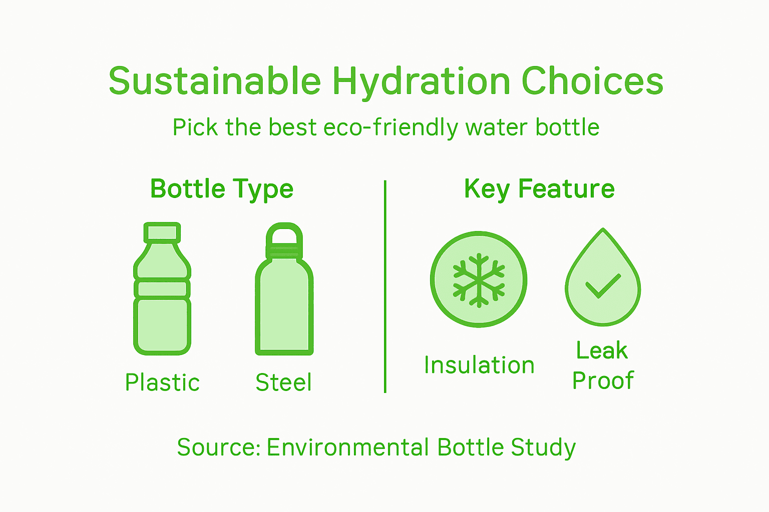 Infographic showing sustainable water bottle choices