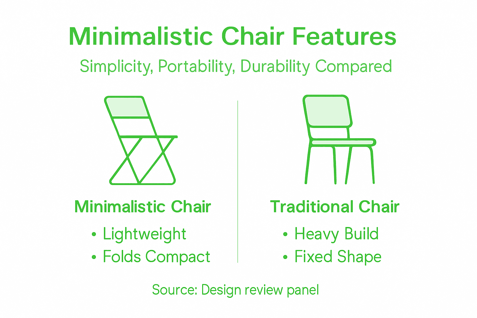 Infographic comparing minimalistic and traditional chairs