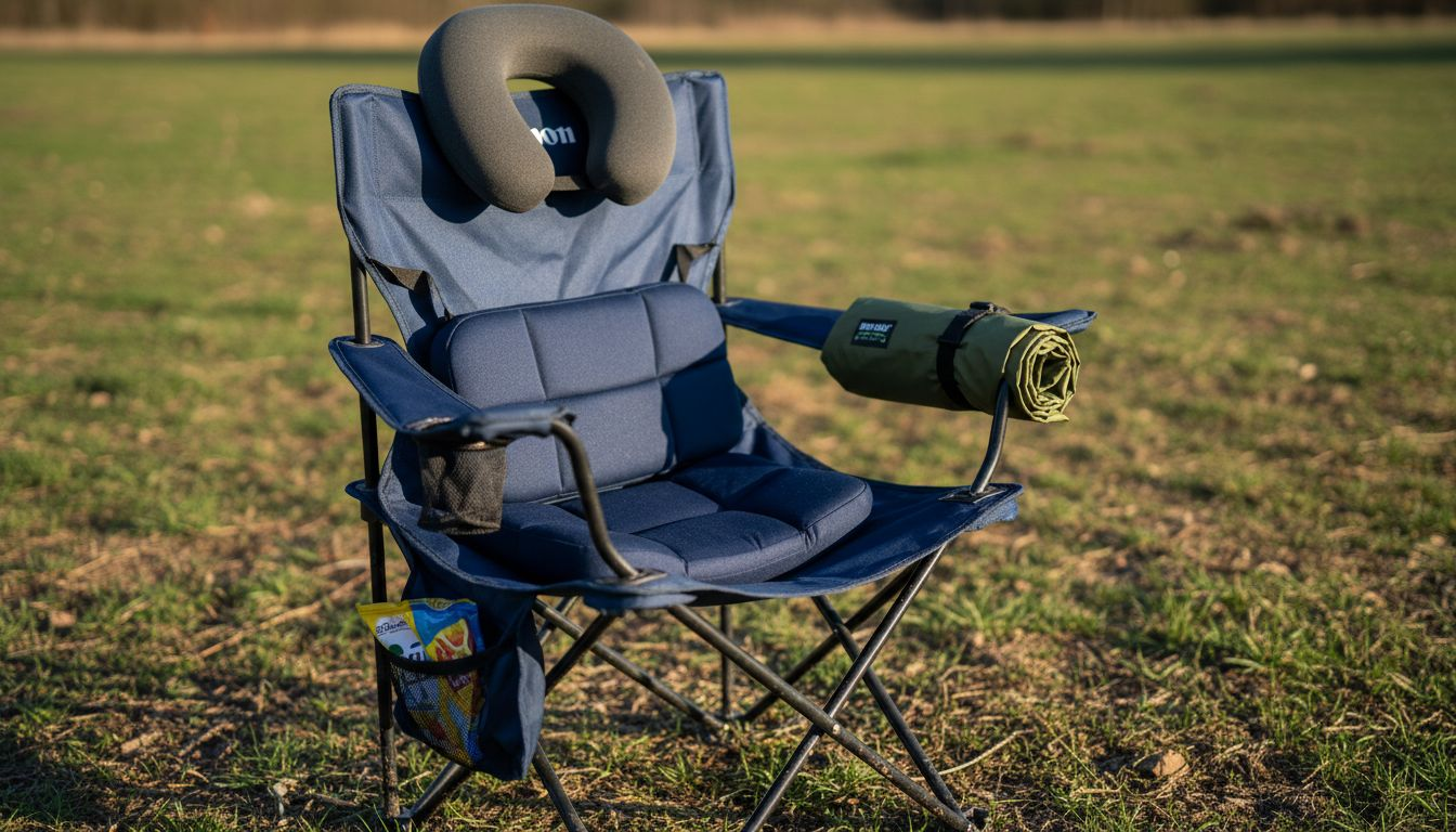 Detail of accessories on portable chair