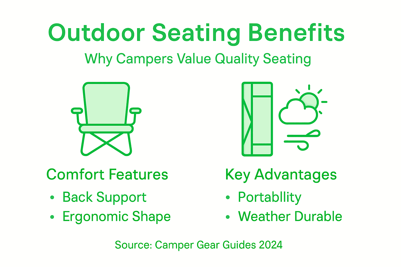Infographic showing outdoor seating benefits and features