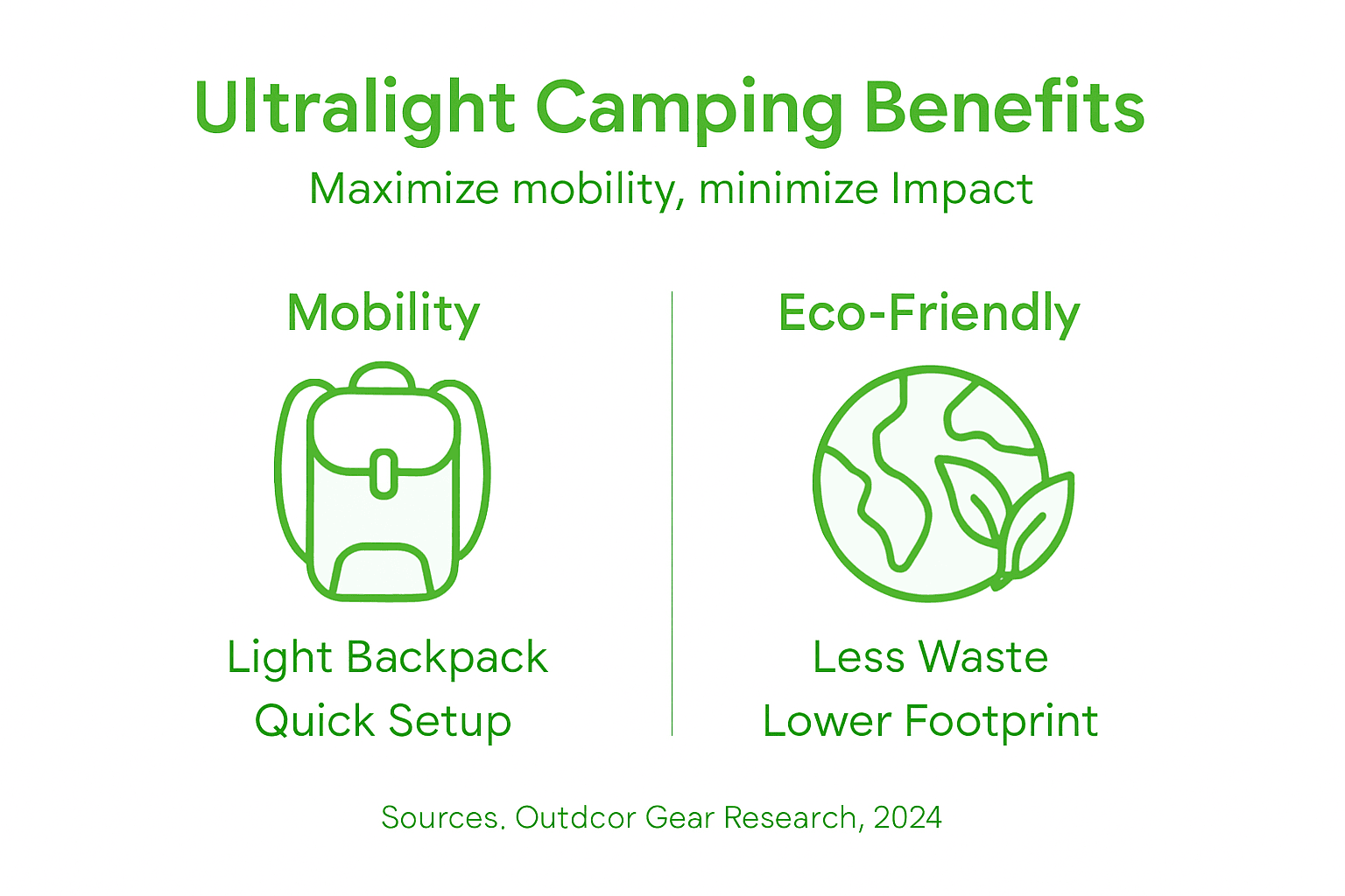 Infographic shows ultralight camping key benefits