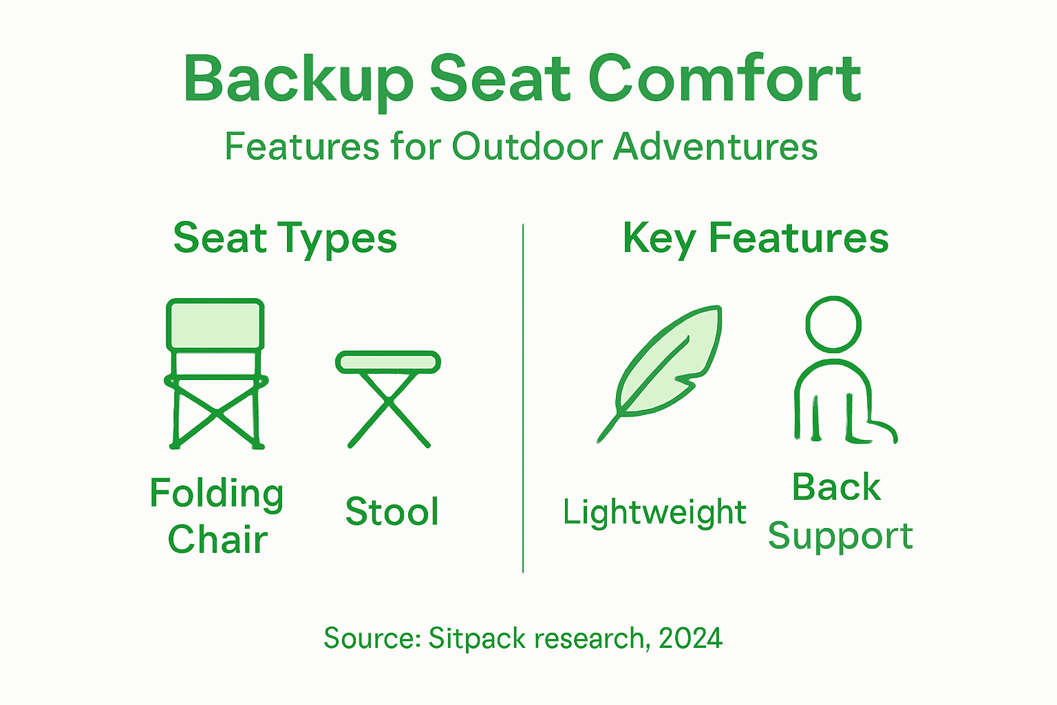 Infographic with backup seat types and features
